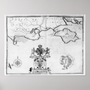 Map No.7 showing the route of the Armada fleet Poster