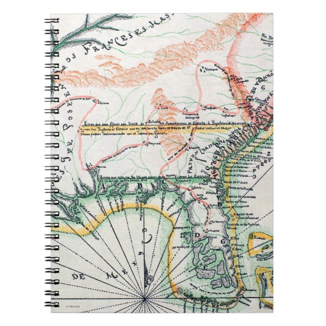 Map: North America, 1742 Spiral Notebook (Front)