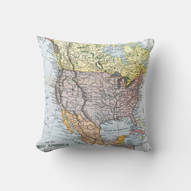 MAP: NORTH AMERICA, 1890 CUSHION (Front)