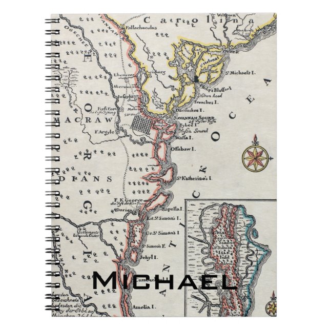 Map: North America, C1700 Spiral Notebook (Front)