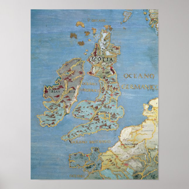Map of 16th Century Britain & Northern France Poster (Front)