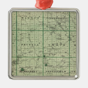 Map of Adair County, State of Iowa Metal Tree Decoration