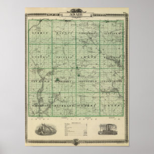 Map of Adair County, State of Iowa Poster