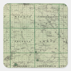 Map of Adair County, State of Iowa Square Sticker