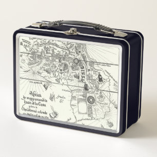 Map of Africa   1500 Metal Lunch Box