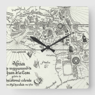 Map of Africa 1500 Square Wall Clock