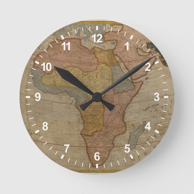 Map of Africa | 1700 Round Clock (Front)
