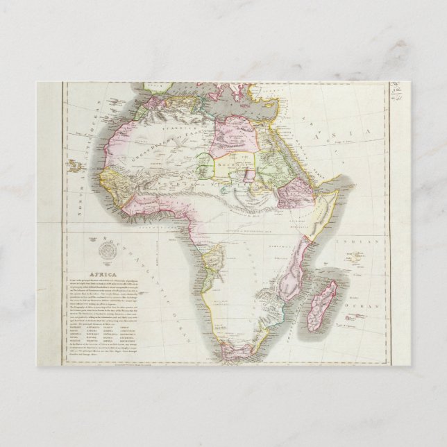 Map of Africa, 1821 Postcard (Front)