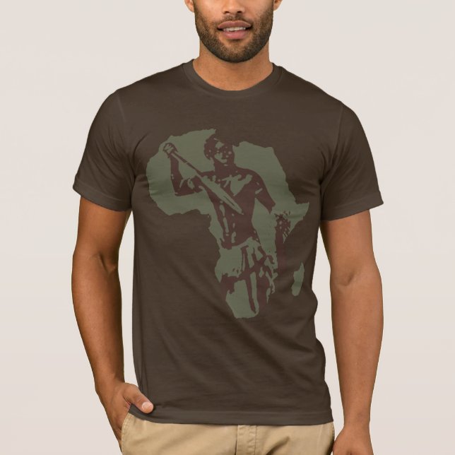 Map of Africa African Warrior and African American T-Shirt (Front)
