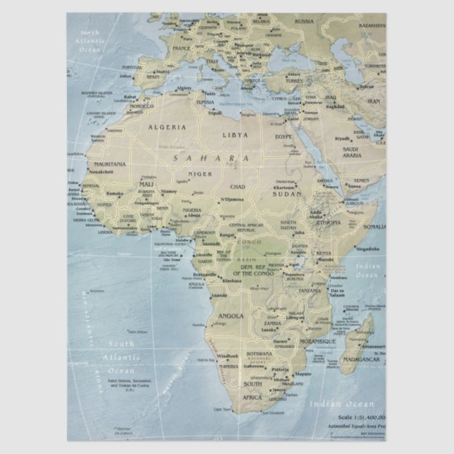 Map of Africa Decoupage Tissue Paper (Front)