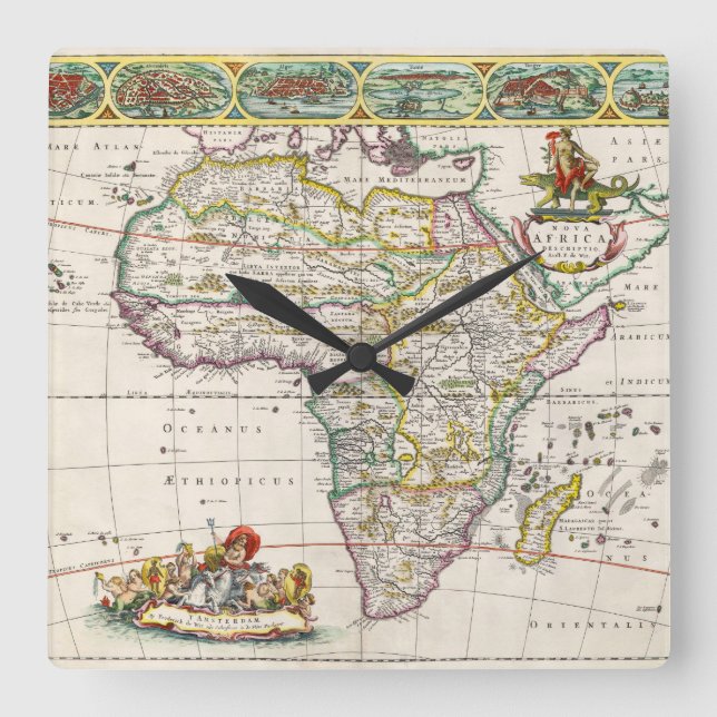 Map of Africa | Nova Africa Square Wall Clock (Front)