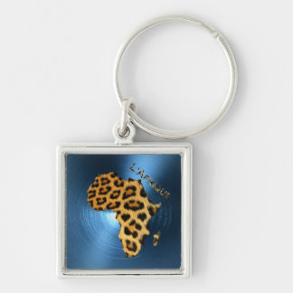 Map of AFRICA Steel-Blue Leopard Fur Series Key Ring