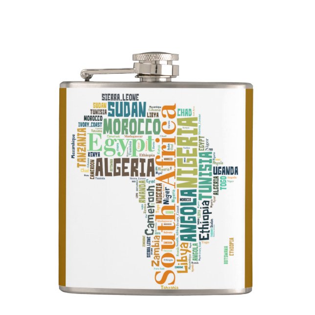 Map of Africa Word Art Flask (Front)