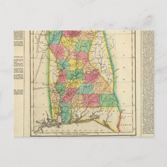 Map Of Alabama Postcard (Front)