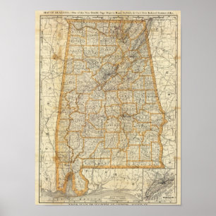 Map of Alabama Poster