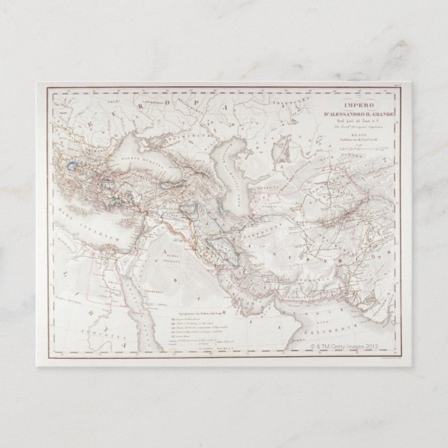 Map of Alexander the Greats Empire Postcard (Front)