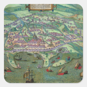 Map of Alexandria, from 'Civitates Orbis Terrarum' Square Sticker