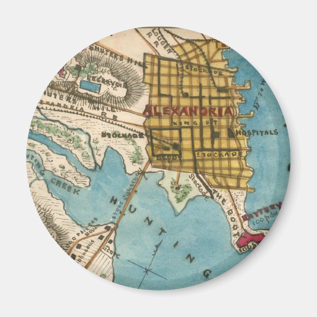 Map of Alexandria VA and Neighbour Cities Magnet (Front)