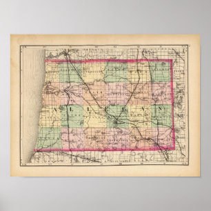 Map of Allegan County, Michigan Poster