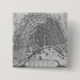 Map of Amsterdam, 1662 15 Cm Square Badge