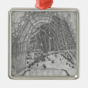 Map of Amsterdam, 1662 Metal Tree Decoration