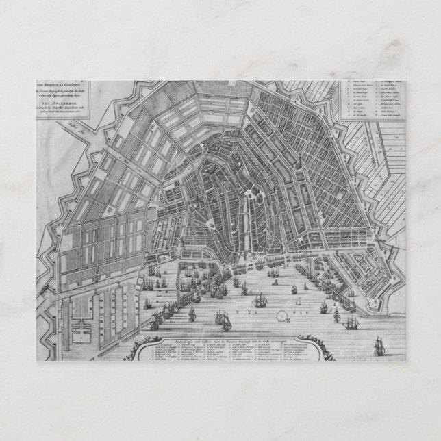 Map of Amsterdam, 1662 Postcard (Front)