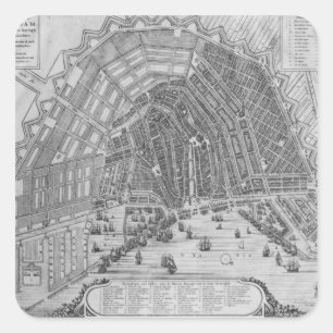 Map of Amsterdam, 1662 Square Sticker