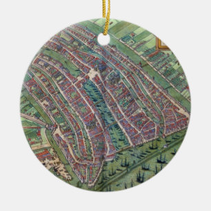 Map of Amsterdam, from 'Civitates Orbis Terrarum' Ceramic Tree Decoration
