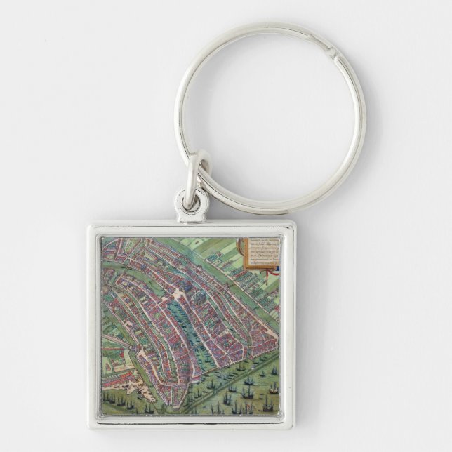 Map of Amsterdam, from 'Civitates Orbis Terrarum' Key Ring (Front)