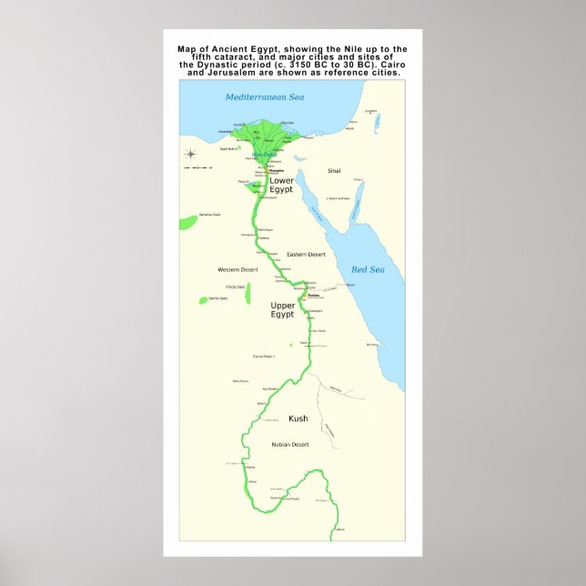 Map of Ancient Egypt Dynastic Period Poster (Front)