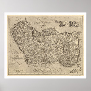 Map of Ancient Ireland by Mercator 1580 Poster
