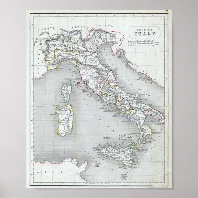 Map of Ancient Italy Poster (Front)