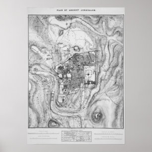 Map of Ancient Jerusalem 1864  Poster