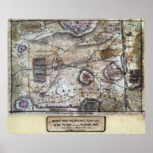 MAP of ANDERSONVILLE PRISON - CIVIL WAR 1864 Poster