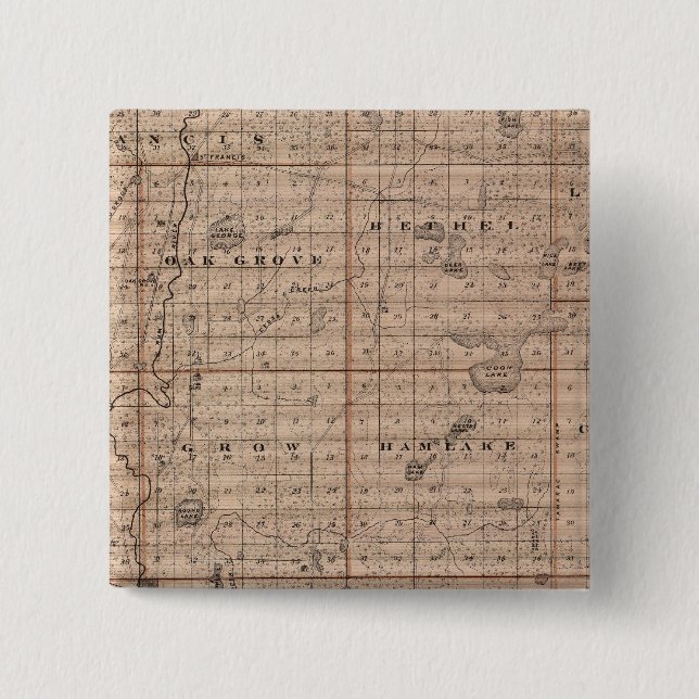Map of Anoka County, Minnesota 15 Cm Square Badge (Front)