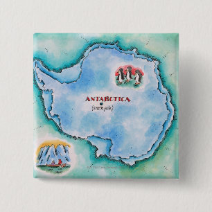 Map of Antarctica 15 Cm Square Badge