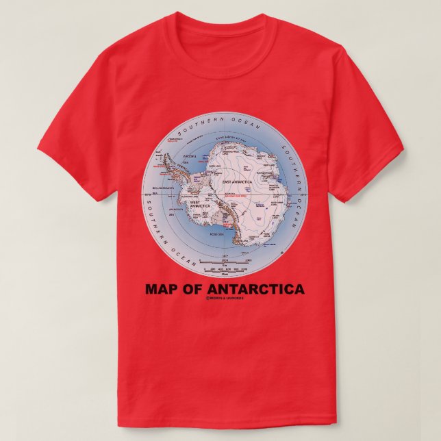 Map Of Antarctica Southern Continent Geography  T-Shirt (Design Front)