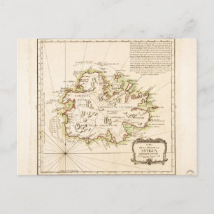 Map of Antigua by Juan Lopez (1780) Postcard