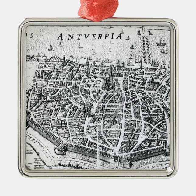 Map of Antwerp Metal Tree Decoration (Front)
