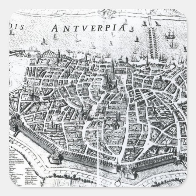 Map of Antwerp Square Sticker (Front)