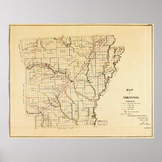 Map of Arkansas (1866) Poster (Front)