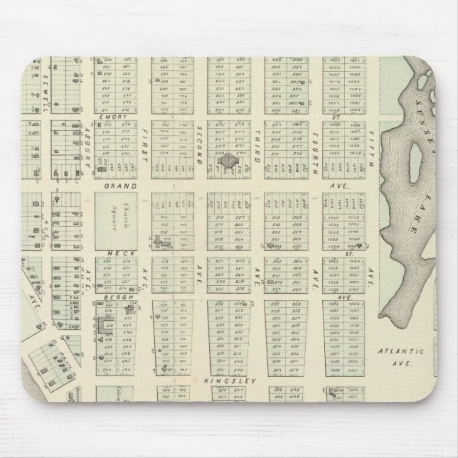 Map of Asbury Park, Monmouth County, New Jersey Mouse Pad (Front)