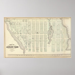 Map of Asbury Park, Monmouth County, New Jersey Poster