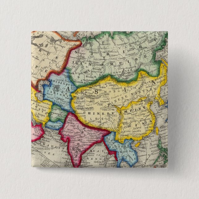 Map Of Asia 15 Cm Square Badge (Front)