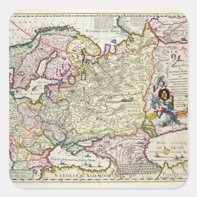 Map of Asia Minor Square Sticker (Front)