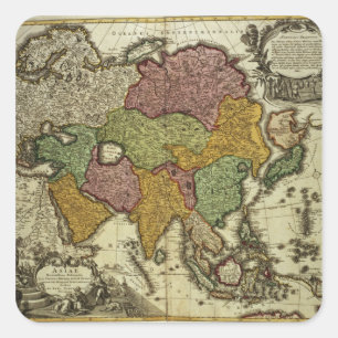 Map of Asia, Nuremberg, c.1730 Square Sticker