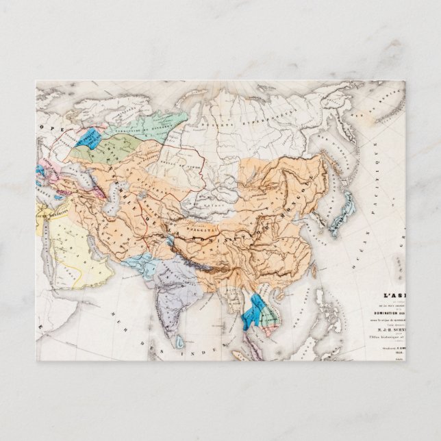 Map of Asia | Time of Kublai Khan Postcard (Front)
