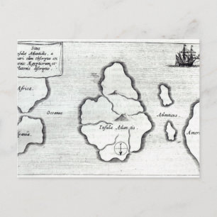 Map of Atlantis, from 'Mundus Subterraneus' Postcard