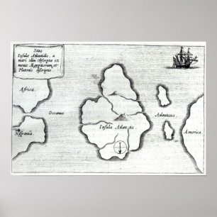 Map of Atlantis, from 'Mundus Subterraneus' Poster