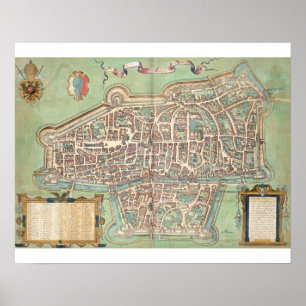 Map of Augsburg, from 'Civitates Orbis Terrarum' b Poster